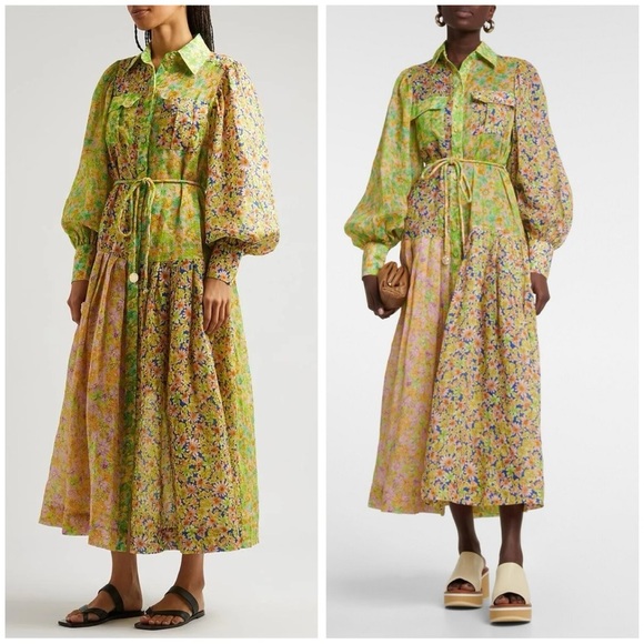 ALEMAIS Daisy Patchwork Shirt Dress Size 4 US​ - Picture 1 of 8